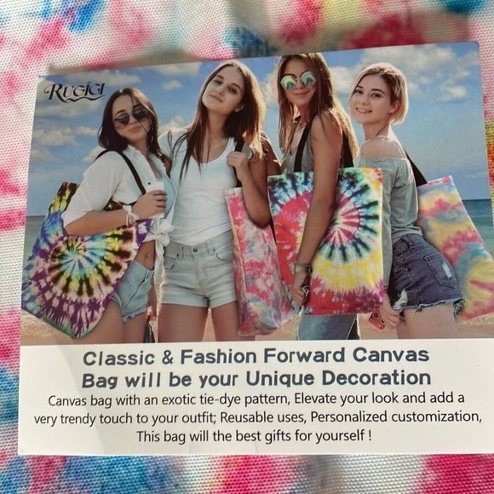 RUGICI  Canvas Tie Dye Aztec Tote Bag Grocery School Women/Girls
